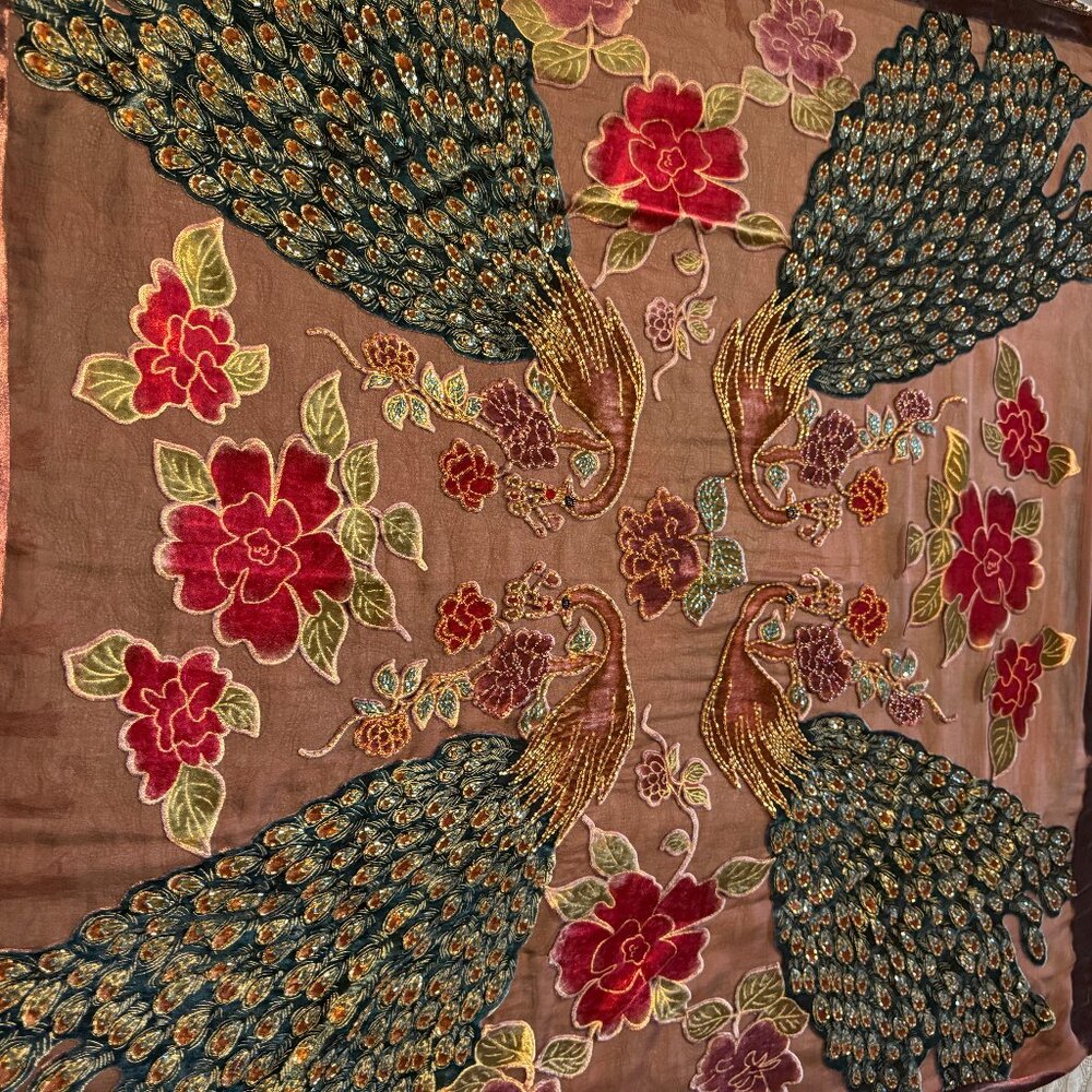 Peacock Evening Shaw Wrap in Brown